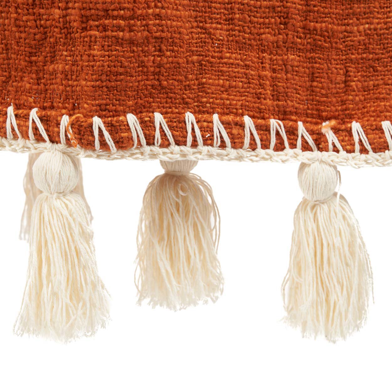 Jeté de lit Stitch en coton terracotta surjeté écru 126 x 246 cm, vue 4