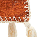 Jeté de lit Stitch en coton terracotta surjeté écru 126 x 246 cm, vue 6