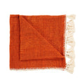 Jeté de lit Stitch en coton terracotta surjeté écru 126 x 246 cm