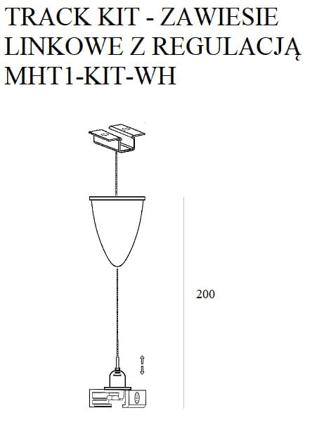 Dimensions 2 m Seilabhängungsset für 3-Phasen-Schiene, schwarz