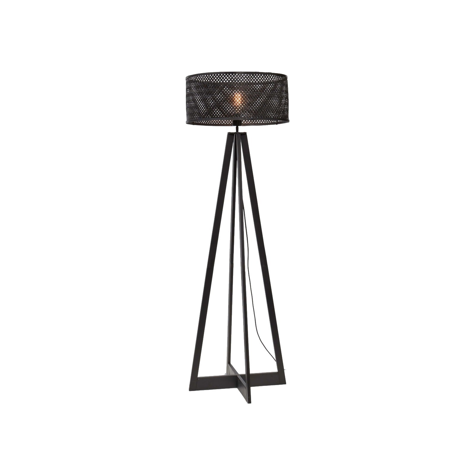 Lampadaire 4 pieds Java bambou noir 50 cm E27