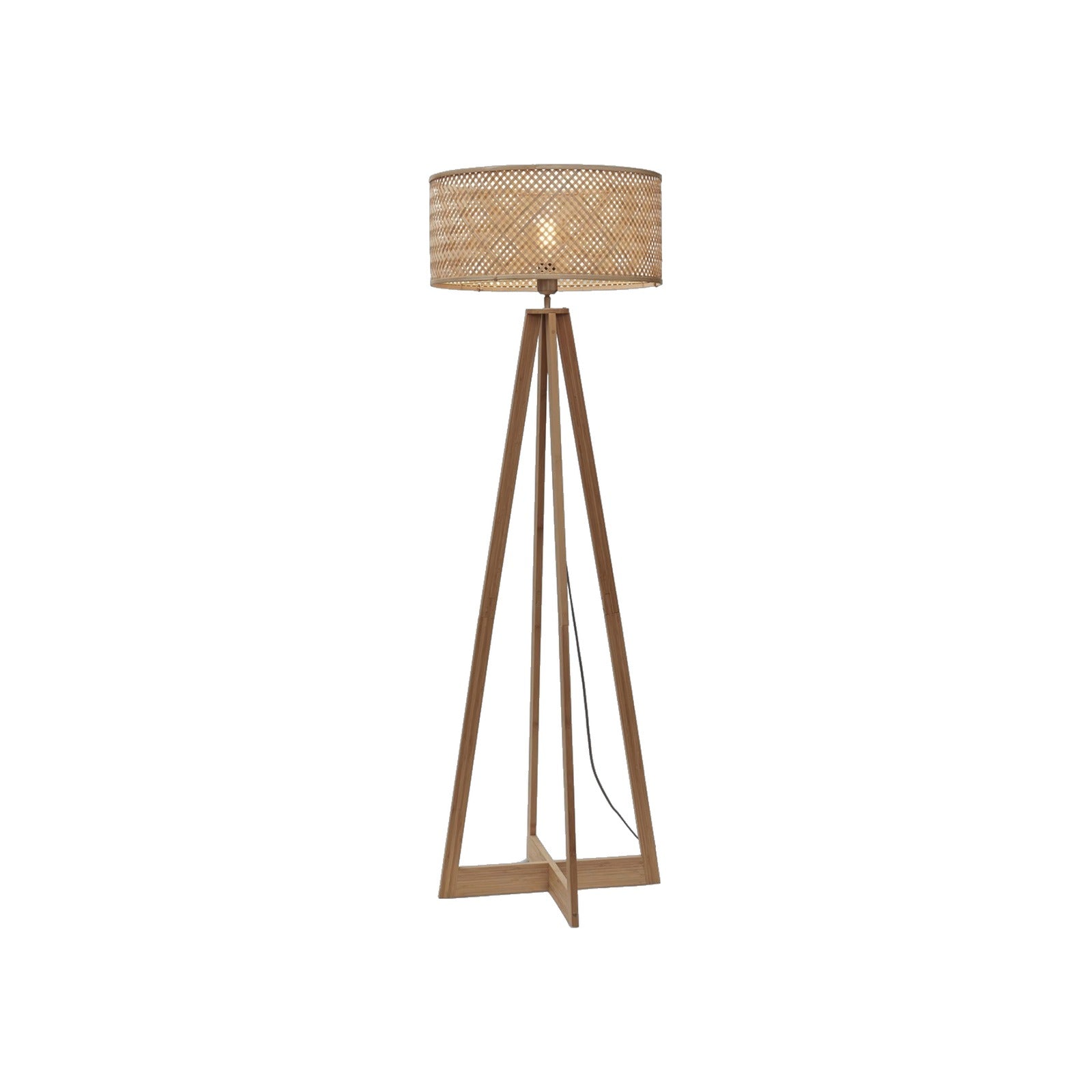 Lampadaire 4 pieds Java bambou naturel 50 cm E27