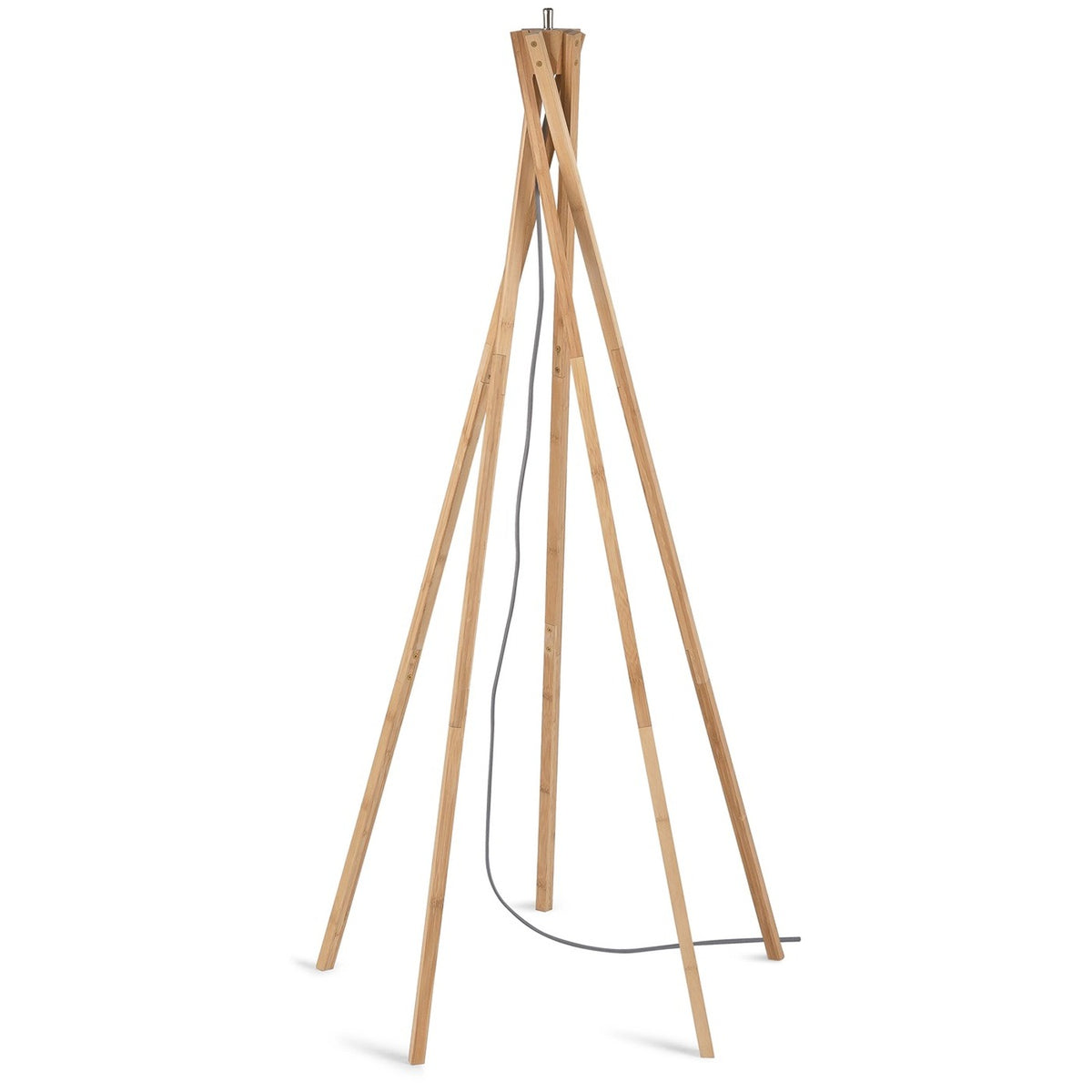 Piètement à cinq pieds du lampadaire Java en bambou naturel présenté sans abat-jour