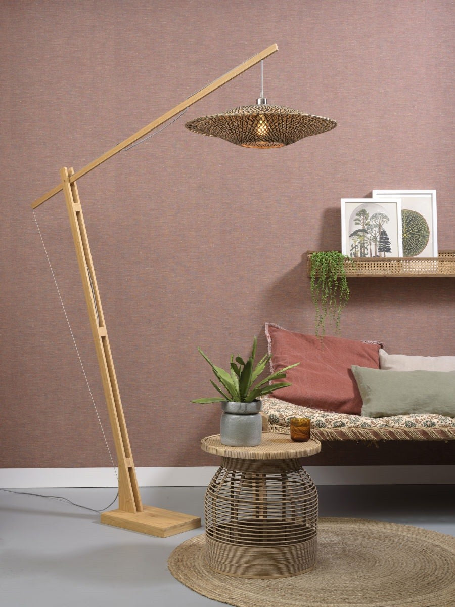 Lampadaire Bali bambou naturel pied bois 60 cm E27, vue 2