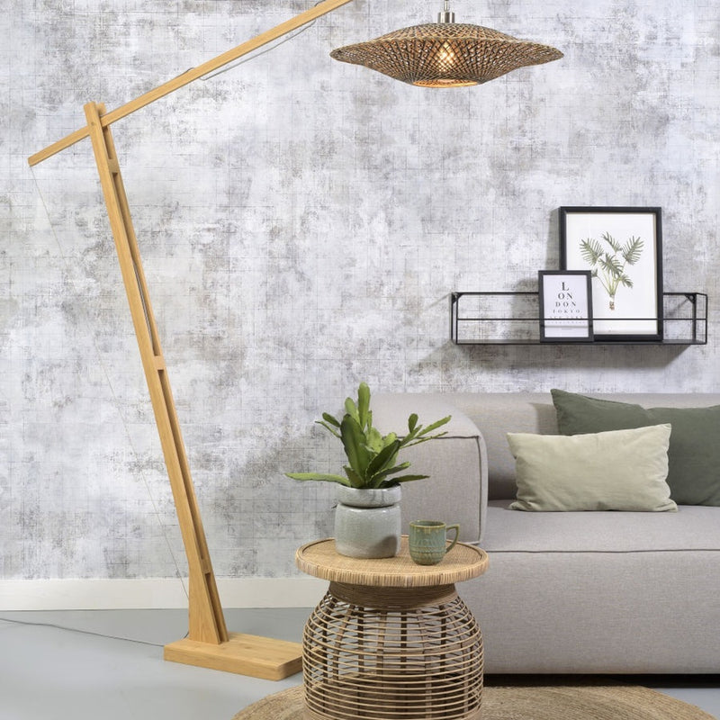 Dimensions Lampadaire Bali bambou naturel pied bois 60 cm E27