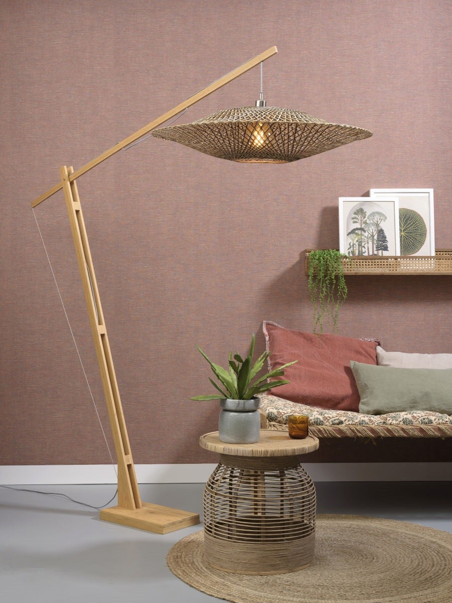 Lampadaire Bali bambou naturel pied bois 87 cm E27, vue 2