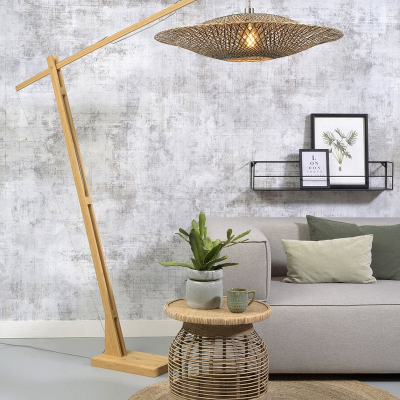 Dimensions Lampadaire Bali bambou naturel pied bois 87 cm E27