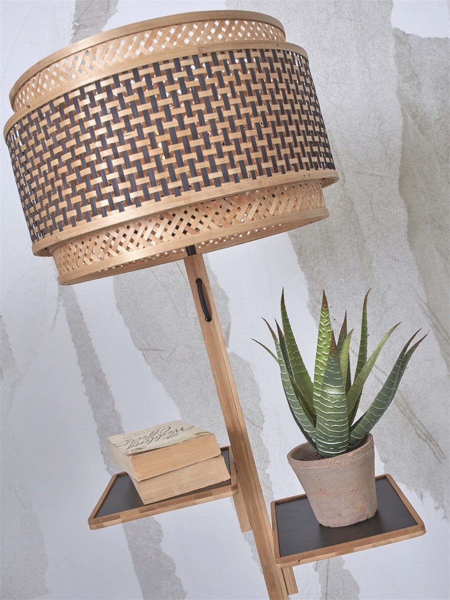 Lampadaire Bhutan a etageres bambou naturel 40 cm E27, vue 5