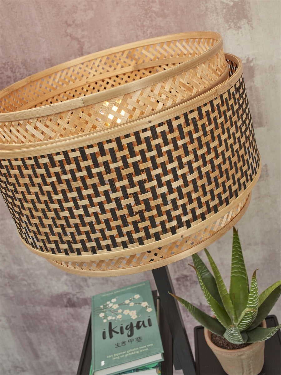 Lampadaire Bhutan a etageres bambou noir 40 cm E27, vue 5