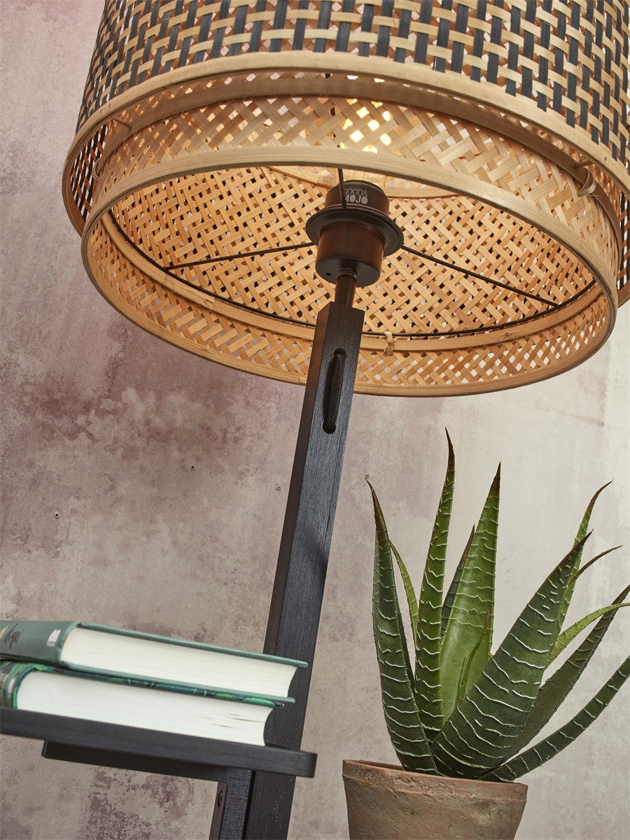 Lampadaire Bhutan a etageres bambou noir 40 cm E27, vue 7