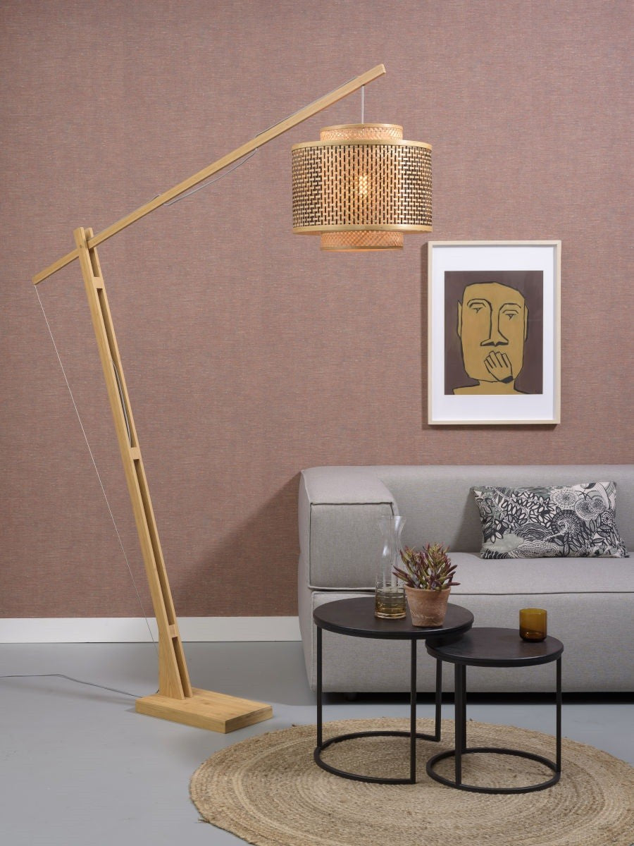 Lampadaire Bhutan bambou naturel pied bois 40 cm E27, vue 2