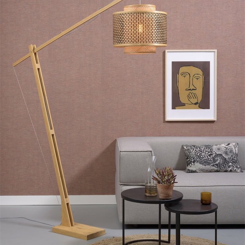 Dimensions Lampadaire Bhutan bambou naturel pied bois 40 cm E27