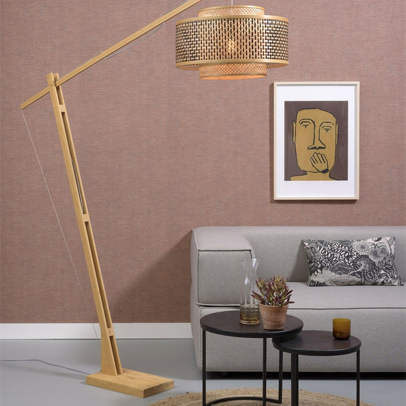 Dimensions Lampadaire Bhutan bambou naturel pied bois 50 cm E27