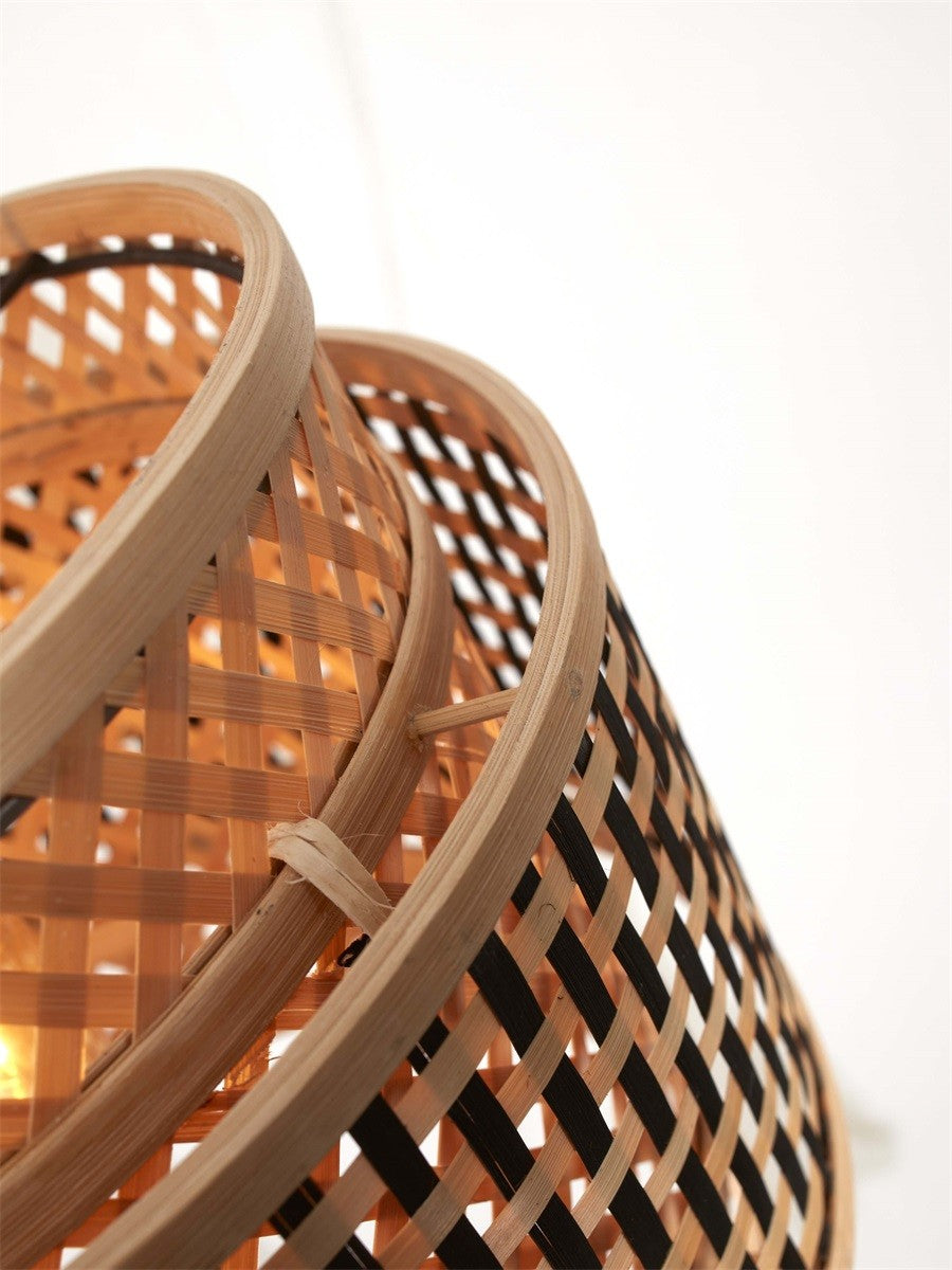 Lampadaire Bhutan bambou naturel pied droit tambour 25 cm E27, vue 3