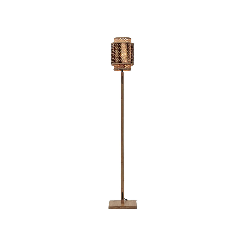 Lampadaire Bhutan bambou naturel pied droit tube 25 cm E27
