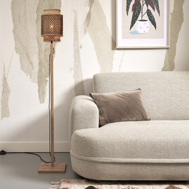 Dimensions Lampadaire Bhutan bambou naturel pied droit tube 25 cm E27