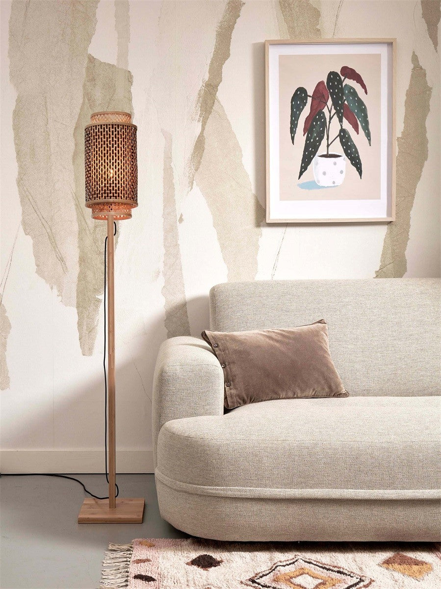 Lampadaire Bhutan bambou naturel pied droit tube 35 cm E27, vue 2