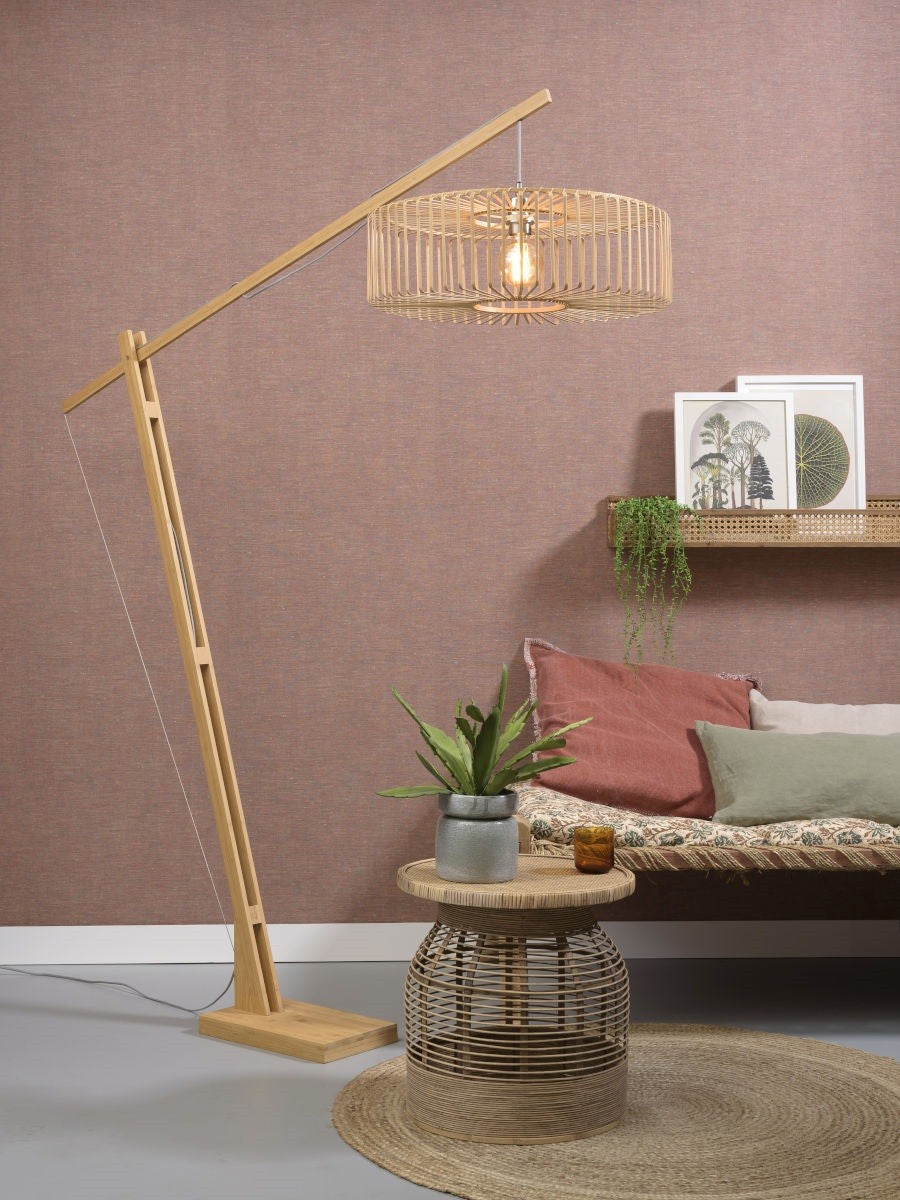 Lampadaire Bromo bambou naturel pied bois 60 cm E27, vue 2