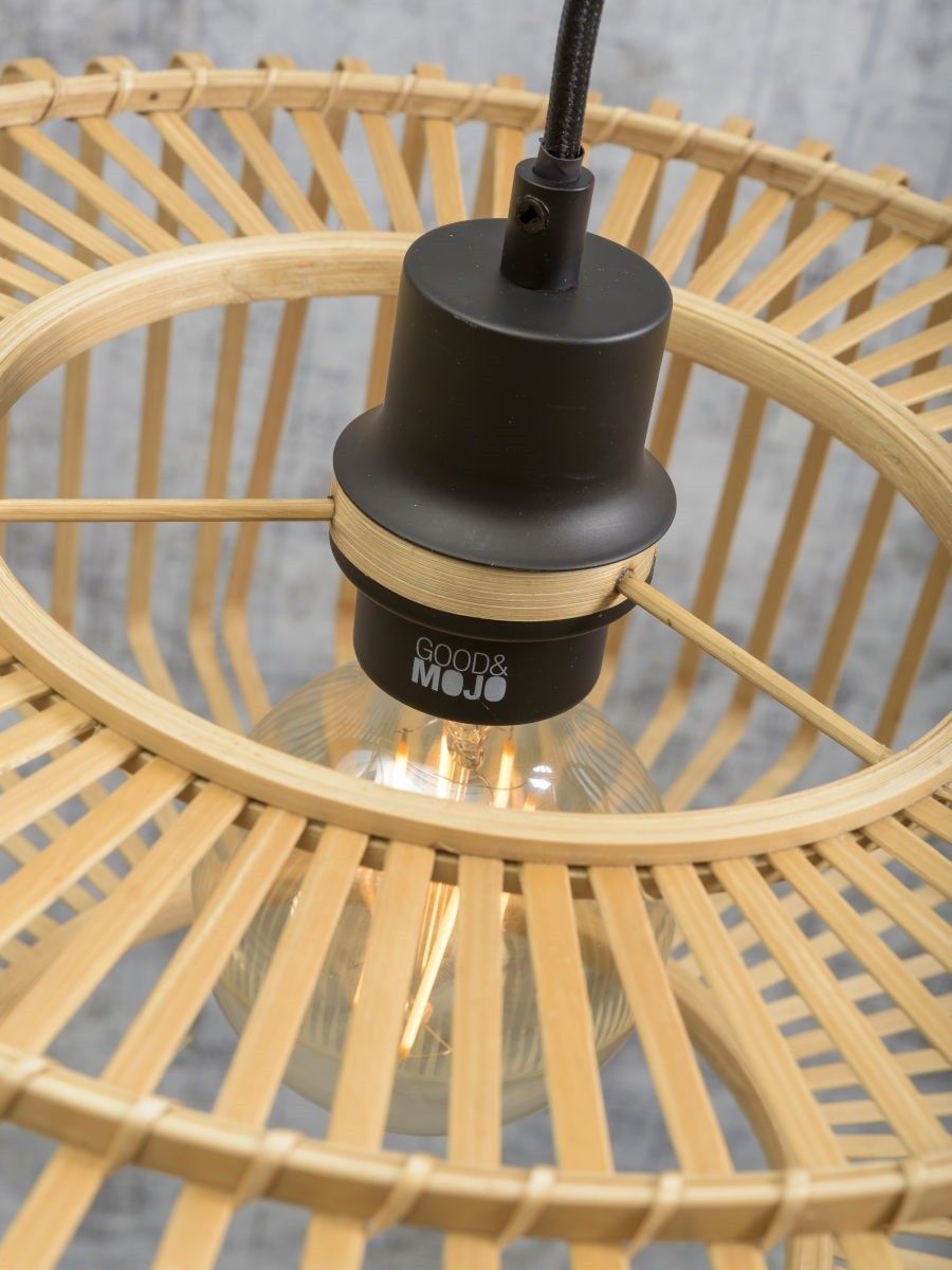 Lampadaire Bromo bambou naturel pied bois 60 cm E27, vue 6