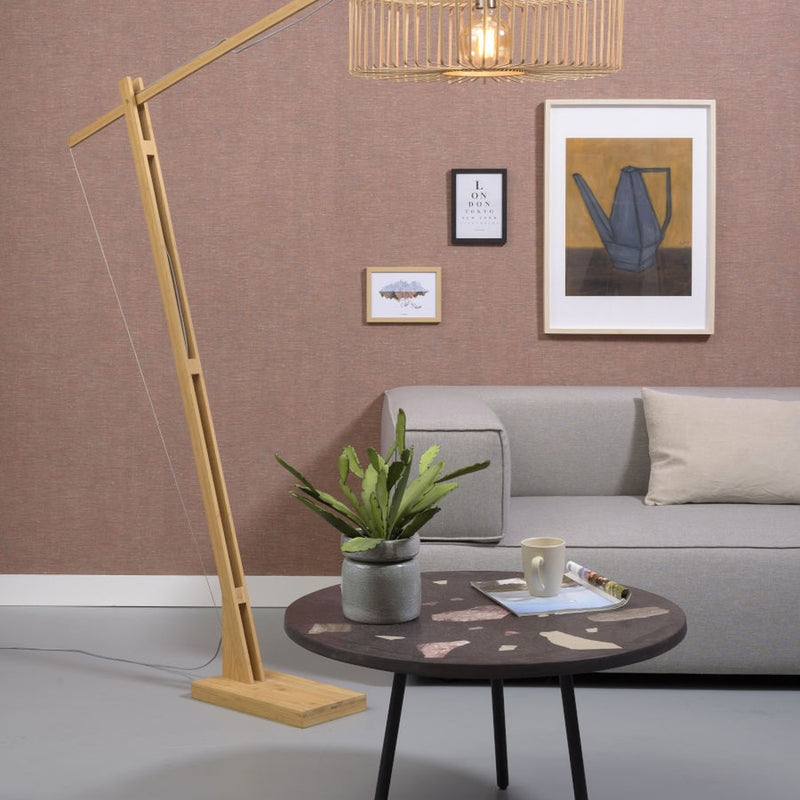 Dimensions Lampadaire Bromo bambou naturel pied bois 60 cm E27