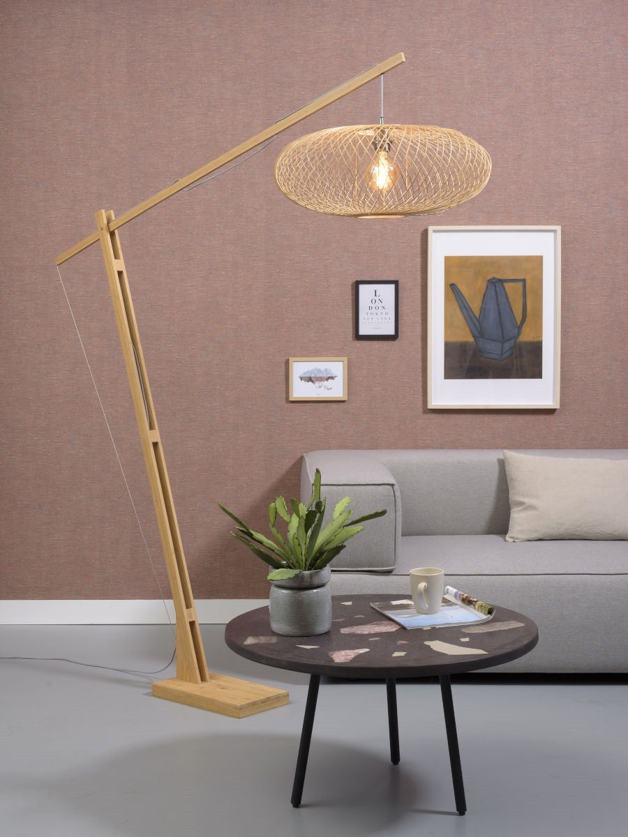 Lampadaire Cango pied bois abat-jour naturel 60 cm E27, vue 2