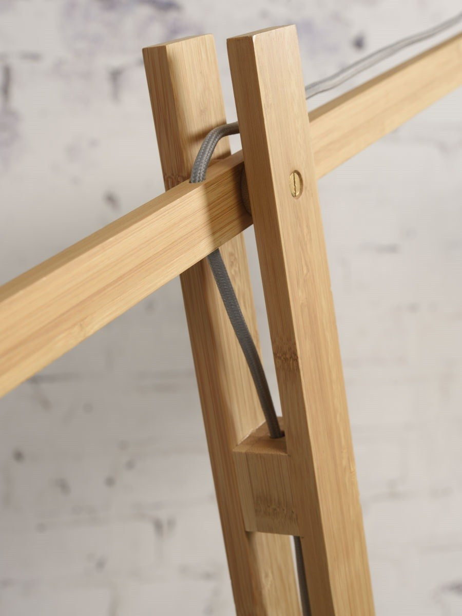 Lampadaire Cango pied bois abat-jour naturel 60 cm E27, vue 8