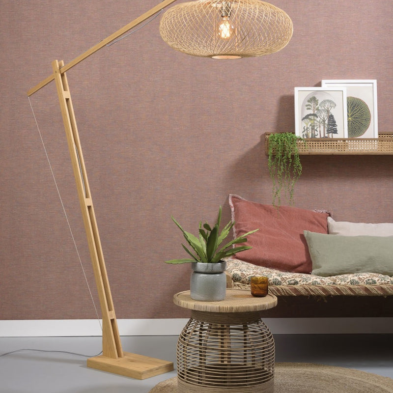 Dimensions Lampadaire Cango pied bois abat-jour naturel 60 cm E27