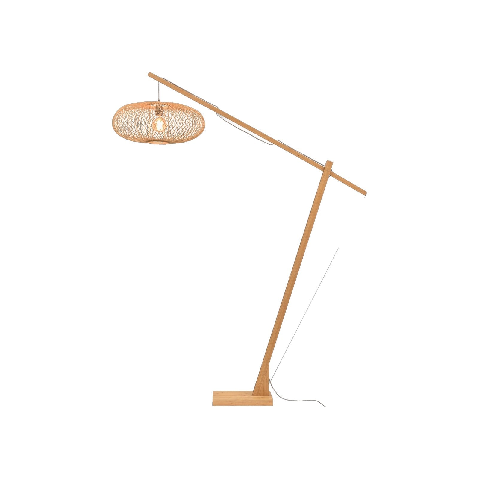 Lampadaire Cango pied bois abat-jour naturel 60 cm E27