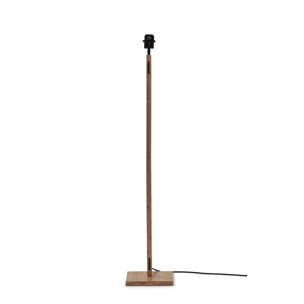 Pied du lampadaire droit Iguazu sans son abat-jour avec mât en bambou et socle carré