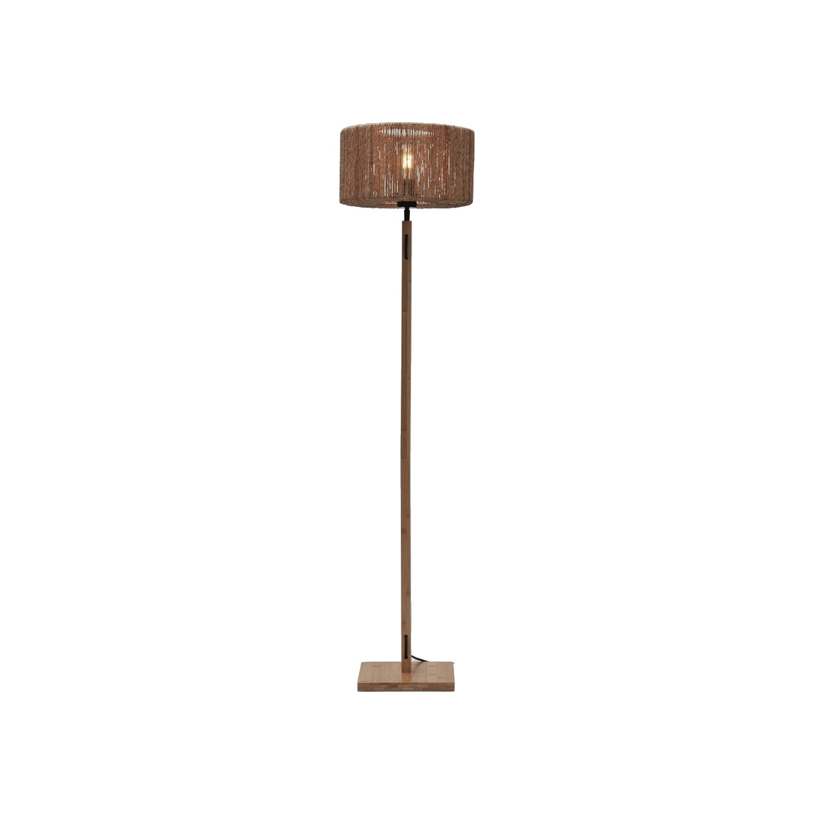 Lampadaire droit Iguazu bambou jute naturel tambour 30 cm E27