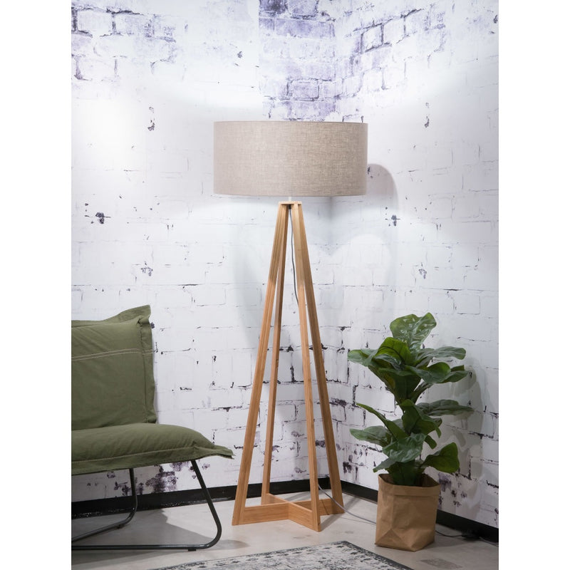 Dimensions Lámpara de pie Everest bambú lino oscuro 158 cm E27