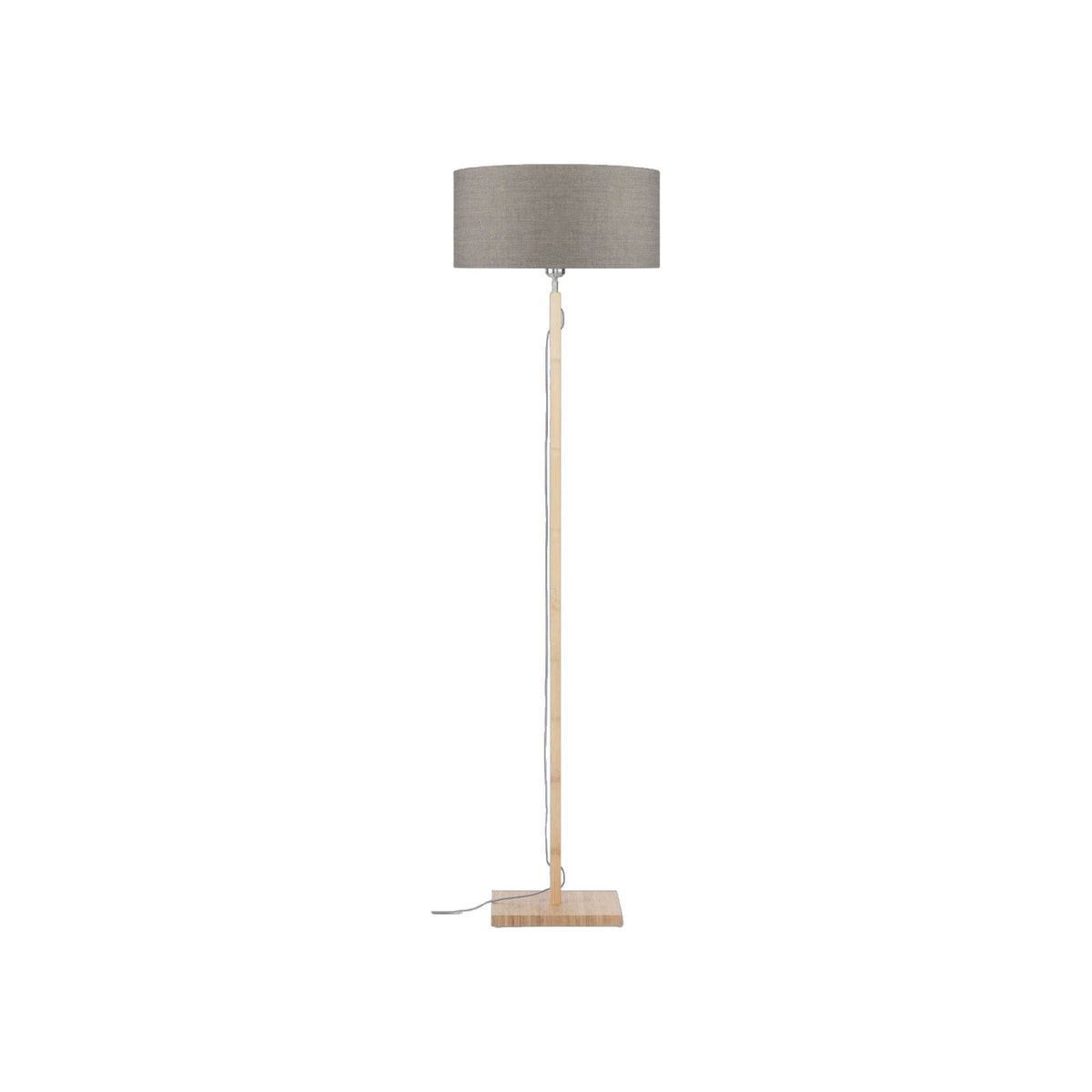 Lampadaire Fuji en bambou avec abat-jour en lin naturel foncé sur fond blanc