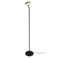 Lampadaire Ibiza noir vu de face son mât se courbe au sommet vers une tête ronde tournée vers le bas