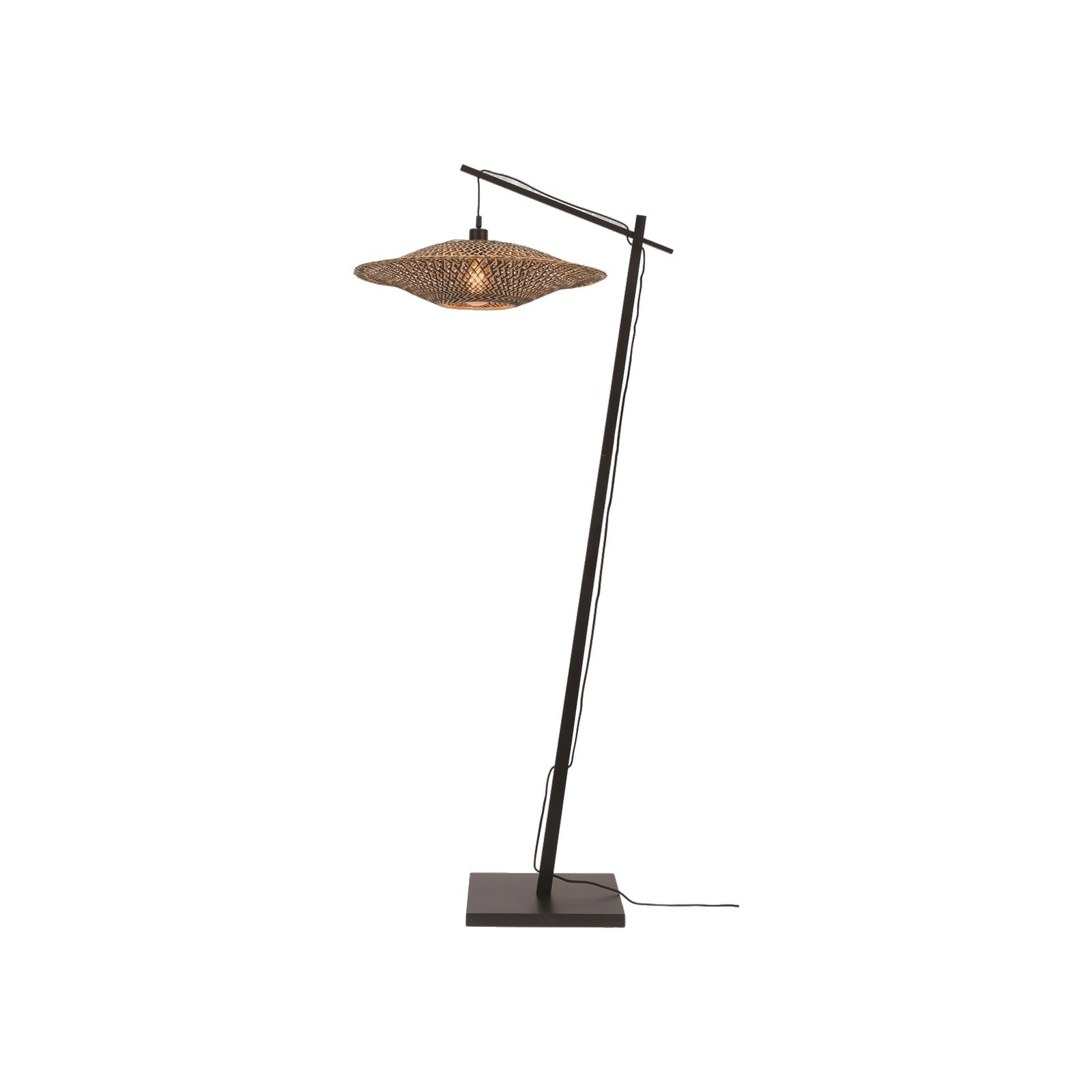 Lampadaire liseuse Bali bambou noir 60 cm E27