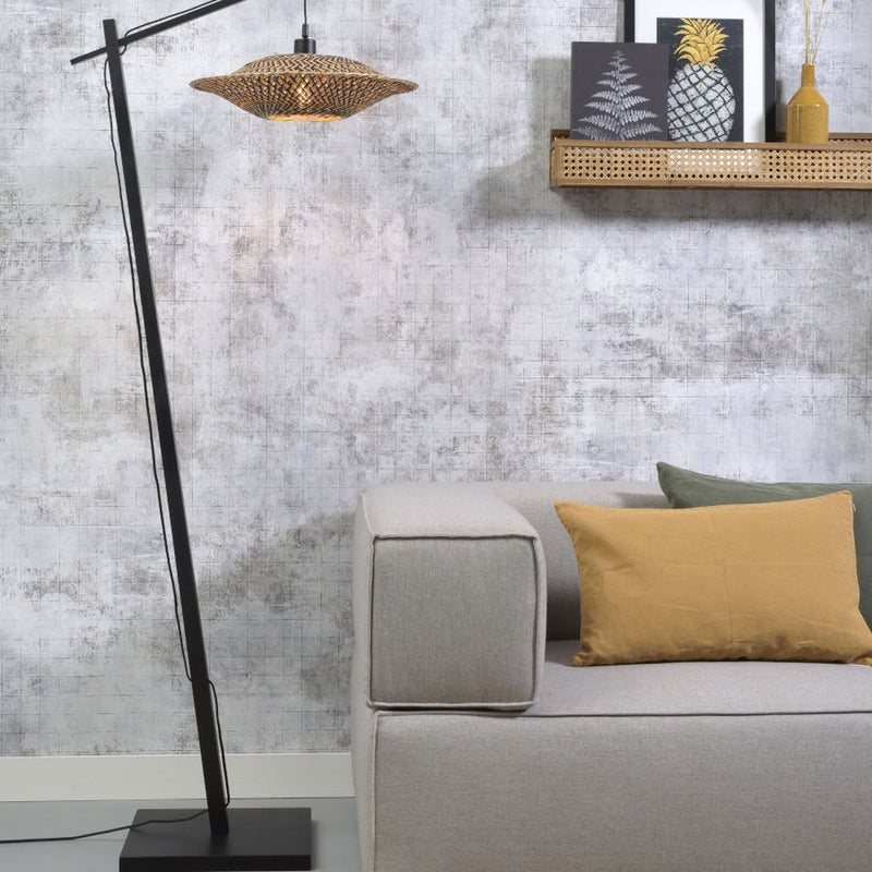 Dimensions Lampadaire liseuse Bali bambou noir 44 cm E27
