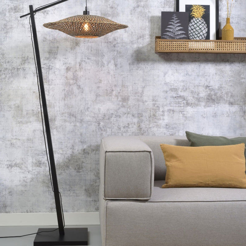 Dimensions Leesvloerlamp Bali bamboe zwart 60 cm E27