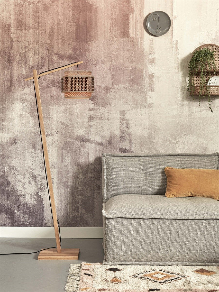 Lampadaire liseuse Bhutan bambou naturel tambour 25 cm E27, vue 2