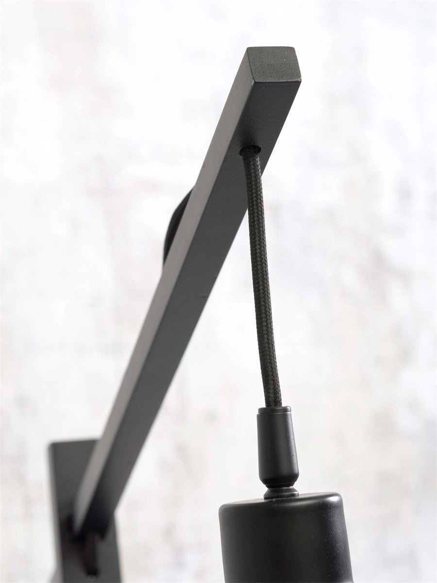 Lampadaire liseuse Bhutan bambou noir tambour 25 cm E27, vue 9