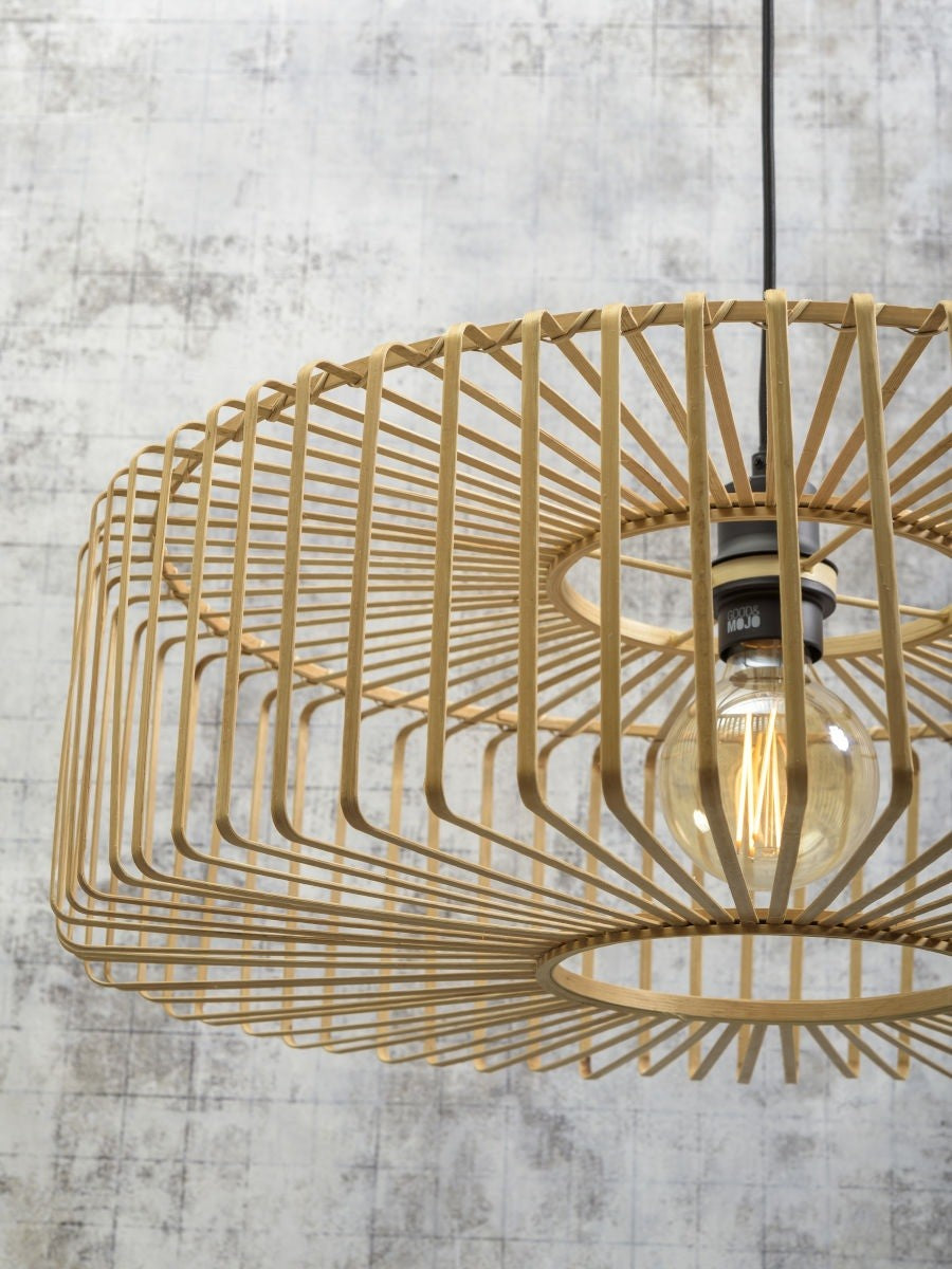 Lampadaire liseuse Bromo bambou noir 60 cm E27, vue 2