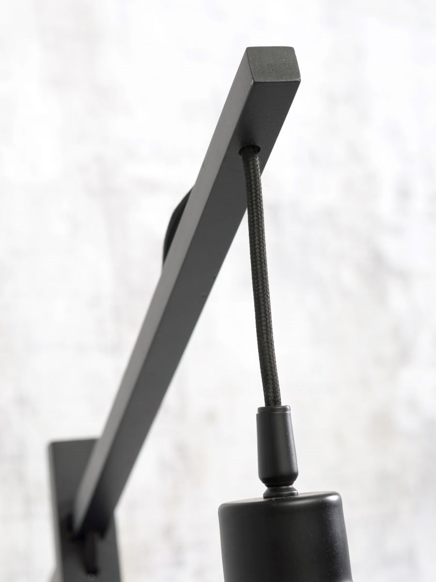 Lampadaire liseuse Bromo bambou noir 60 cm E27, vue 9