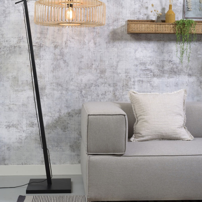 Dimensions Lampadaire liseuse Bromo bambou noir 60 cm E27