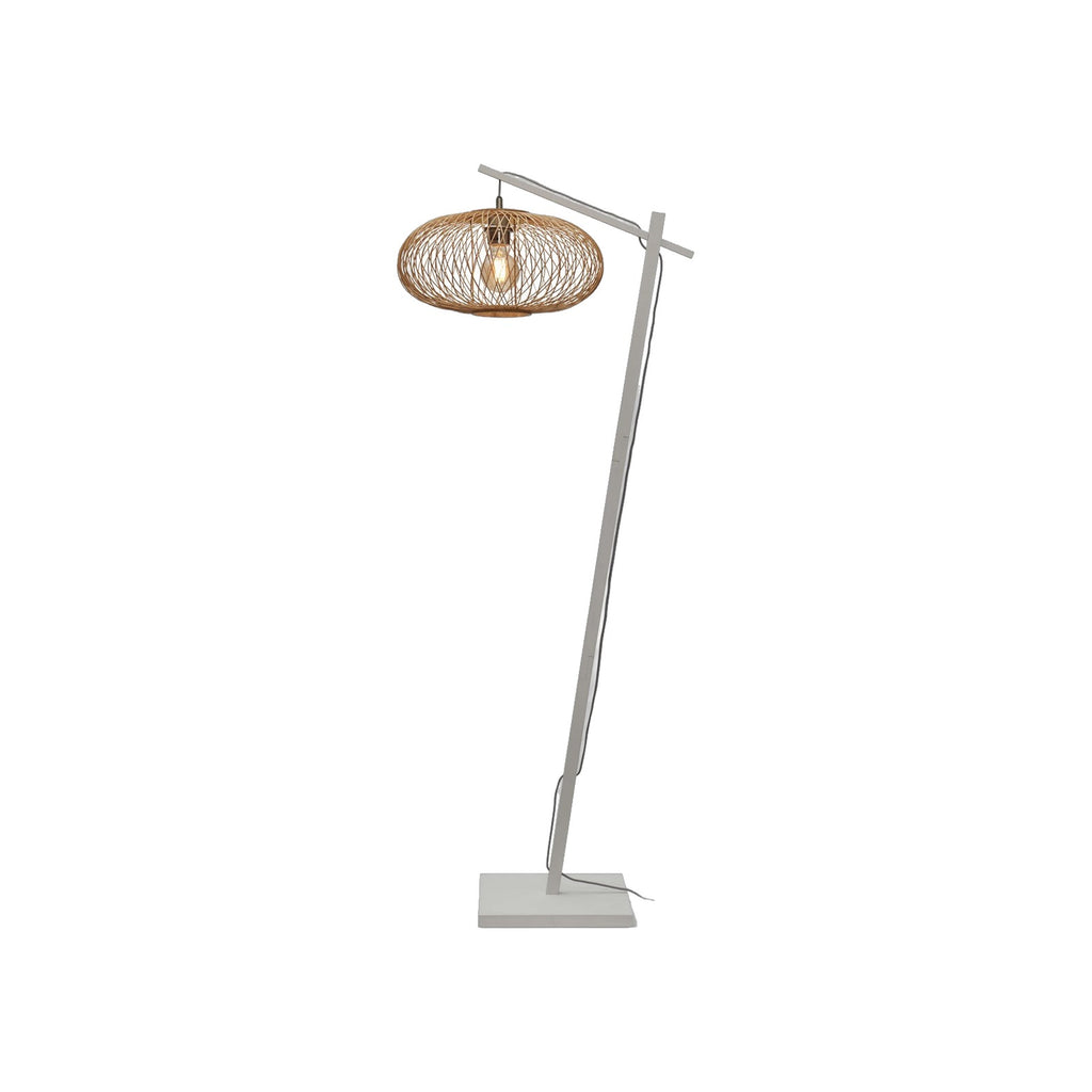 Lampadaire liseuse Cango bras blanc abat-jour naturel 40 cm E27