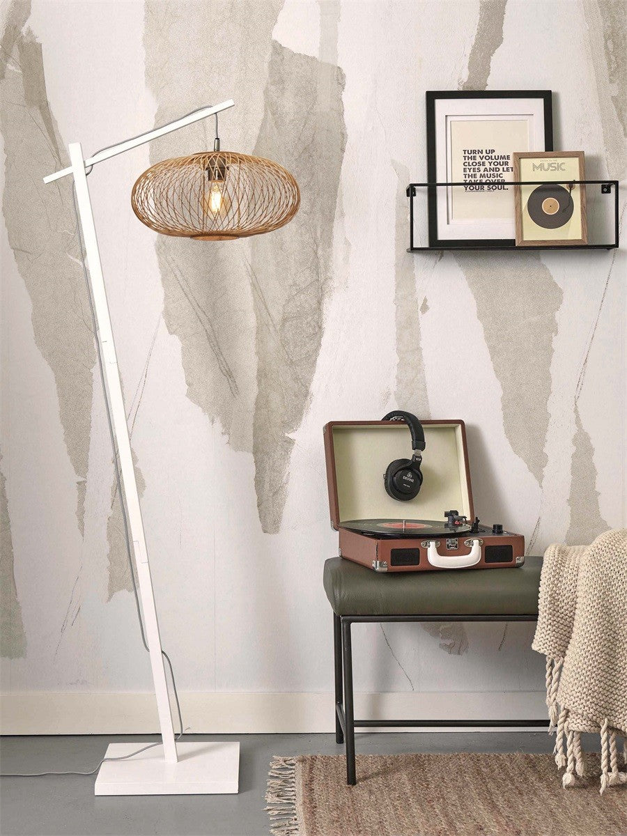 Lampadaire liseuse Cango bras blanc abat-jour naturel 40 cm E27, vue 2