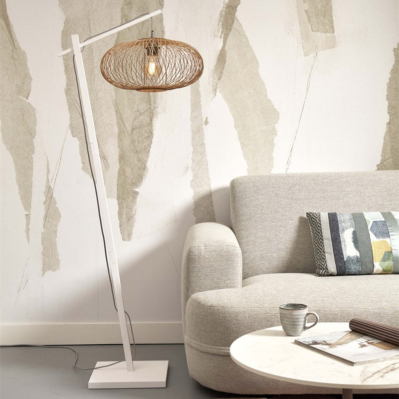 Dimensions Lampadaire liseuse Cango bras blanc abat-jour naturel 40 cm E27