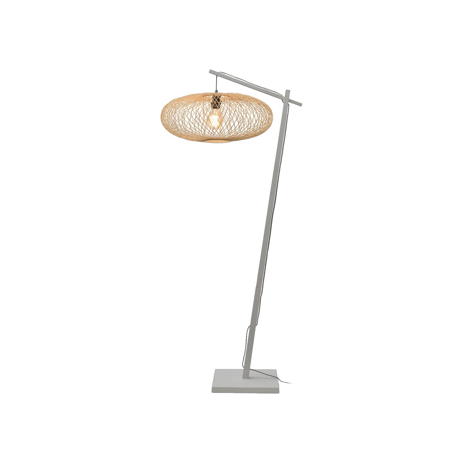 Lampadaire liseuse Cango bras blanc abat-jour naturel 60 cm E27