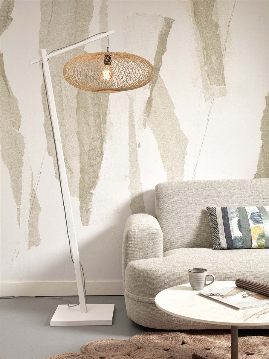 Lampadaire liseuse Cango bras blanc abat-jour naturel 60 cm E27, vue 2