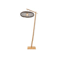 Lampadaire liseuse Cango bras bois abat-jour noir 60 cm E27