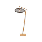 Lampadaire liseuse Cango bras bois abat-jour noir 60 cm E27