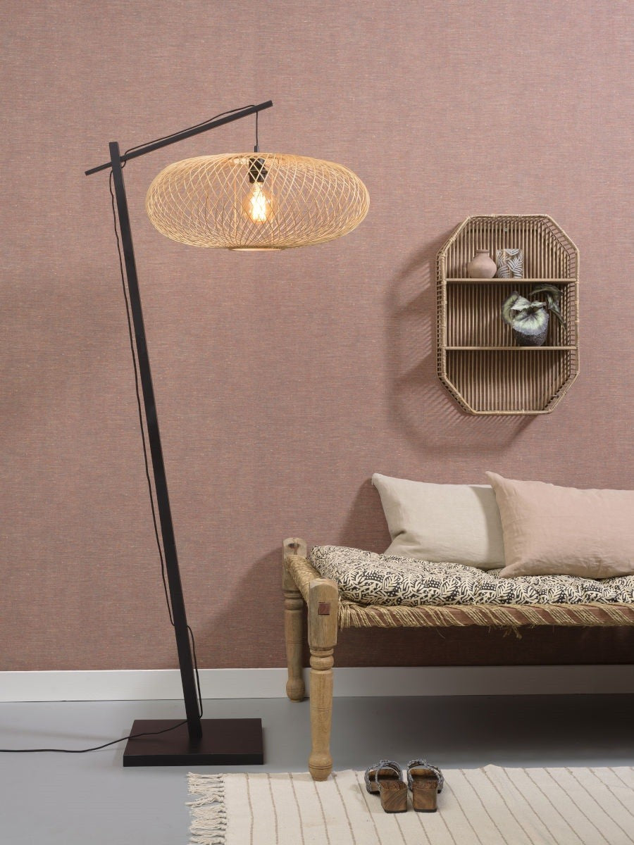 Lampadaire liseuse Cango bras noir abat-jour naturel 60 cm E27, vue 2
