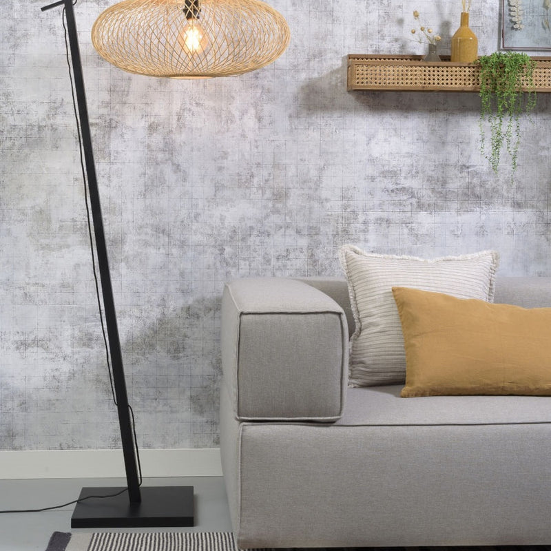 Dimensions Lampadaire liseuse Cango bras noir abat-jour naturel 60 cm E27